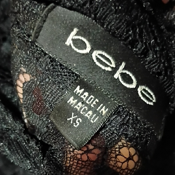 bebe Black Lace Button-Up Blouse - Picture 5 of 5